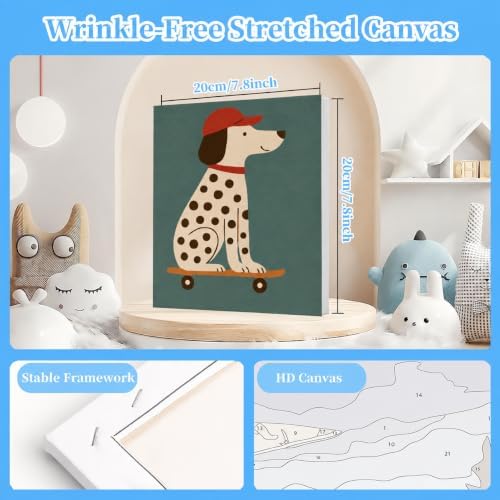 4 Packs Cute Animal Paint by Numbers Kit for Adults with Frame 8x8inch - Image 2