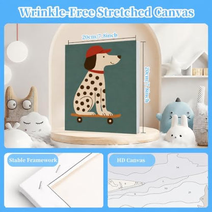 4 Packs Cute Animal Paint by Numbers Kit for Adults with Frame 8x8inch - Image 2