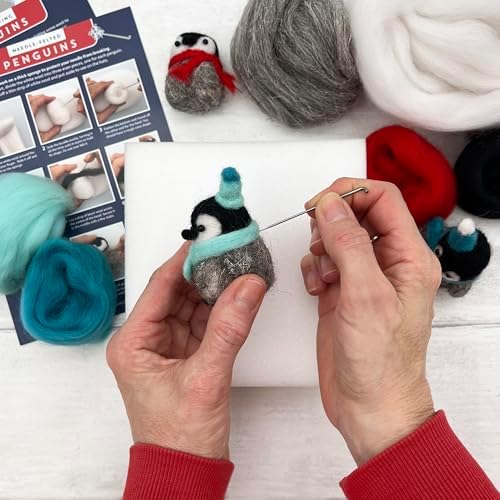 Bergin & Bath Needle Felting Kit, Penguins. Make Three Sweet Festive Decorations with This Beginner Friendly Craft kit for Adults and Teens. The Best Stocking Filler for Anyone Creative. - Image 2
