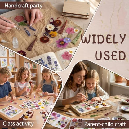 182 Pcs Pressed Flower Bookmark Making Kit, 30 Laminating Pouches with 120 Dried Flowers, 30 Tassels, Tweezer and Punch, Party DIY Crafts Bookmark for Reading Women Kids - Image 6