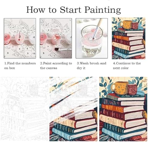 ZRIZQ Paint by Numbers Kit for Adults Beginner,Books,16x20 - Image 5