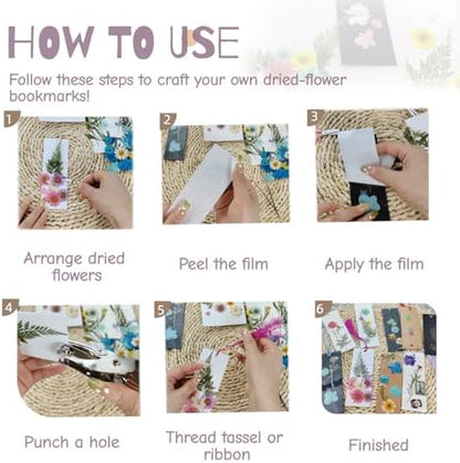 Bakayoyo 451 pcs DIY Dried Pressed Flowers Bookmark Making Kit, DIY Paper Book Mark Bulk Craft Supplies for Book Lovers,Reading Women, Classroom& Ideal Gifts for Teachers Students Friends - Image 5