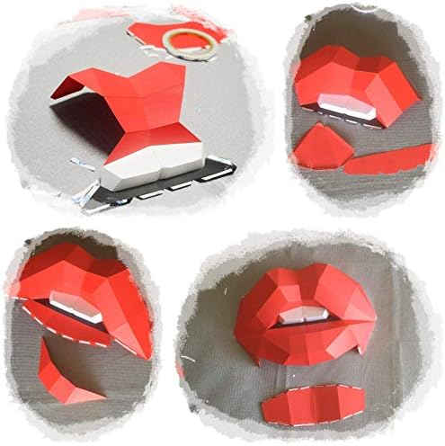 Woman Lips DIY Paper Craft Kit，Pre Cut 3D Papercraft for wall decoration, Creattive 3D Low Poly Puzzle wall deco,Multi Color Options,Accessories Included, with Quality Paperstock ，100% Recycled… - Image 6