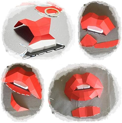 Woman Lips DIY Paper Craft Kit，Pre Cut 3D Papercraft for wall decoration, Creattive 3D Low Poly Puzzle wall deco,Multi Color Options,Accessories Included, with Quality Paperstock ，100% Recycled… - Image 6