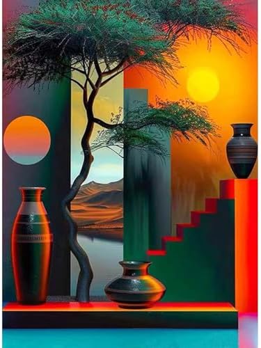 GEMOUJ Tree Paint by Numbers Kit for Adults Beginners, Vase Paint by Number Kits on Canvas,DIY Easy Digital Oil Painting Kits， Home Wall Decor 16 X 20 Inch by Unknown