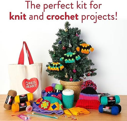 Red Heart Stitchers Kit with Bag and Accessories, Yarn for Crocheting - Image 4