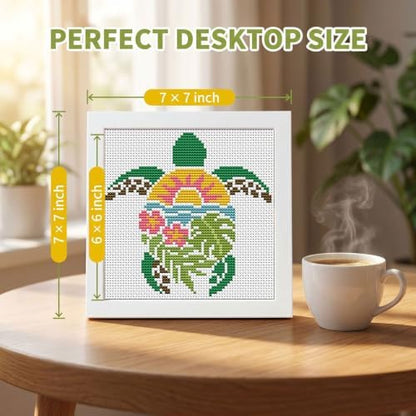 Sea Turtle Stamped Cross Stitch Kits for Beginners Adults with Framed - Image 3