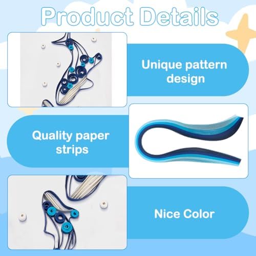 WEBEEDY 20 Sets Paper Quilling Kit for Adults Beginners 5 Styles Sea Animals Quilling Greeting Card Making Kit with Instruction DIY Turtles Dolphins Flamingos Jellyfish Seahorses Cards for Birthday - Image 3