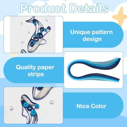 WEBEEDY 20 Sets Paper Quilling Kit for Adults Beginners 5 Styles Sea Animals Quilling Greeting Card Making Kit with Instruction DIY Turtles Dolphins Flamingos Jellyfish Seahorses Cards for Birthday - Image 3
