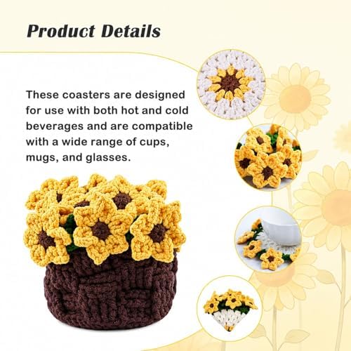 Yarniss Beginner Crochet Kit Sunflower Coaster w/Video - Image 4