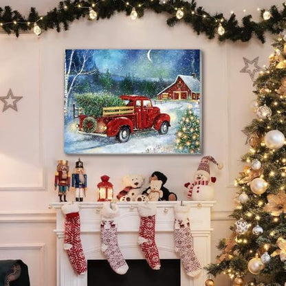 4 Pack Christmas Paint by Numbers Kit for Adults with Framed,Snowman Truck Candle Christmas Tree Paint by Number with Wooden Easel DIY Winter Bonfire Landscape Adult Paint by Number Kits10X12-10x10in - Image 4