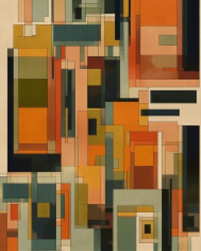CISDKK Counted Cross Stitch Art,Dimensions Counted Cross Stitch Kits,Abstract Geometric Modern Print,Colorful Mid-Century Palette,11CT,17.33 * 17.33 inch, pattern10 by Unknown