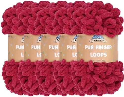 JubileeYarn Fun Finger Loops Yarn - Sangre - 5 Skeins by BambooMN