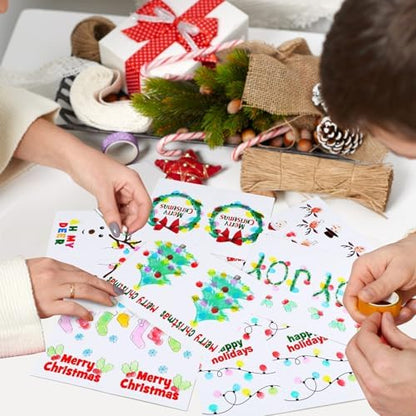 Motipuns 48 Sets Christmas Cards Making Crafts Kits 4 x 6 Inch DIY Thumbprint Christmas Crafts with Ink Pad Fingerprint Make Your Own Folded Greeting Card Making Kit for Xmas Gifts Fun Home Activity - Image 4