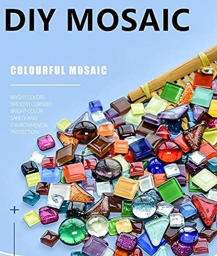 500g Mixed Color Irregular Crystal Mosaic Tiles,Tiny Mosaic Tile DIY Hobbies Children Handmade Crystal Craft for Craft Bathroom Kitchen Home Decoration DIY Art Projects,0.4X0.4 Inch (Red Series)