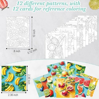 Ctosree 12 Sets Pre Drawn Canvas Kit for Painting,Colorful Fruit,8 x 10 in - Image 3
