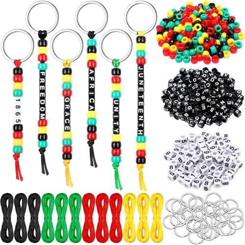 Landical 564 Pcs Black History Month Keychain Making Kit Name Bead Crafts by Landical