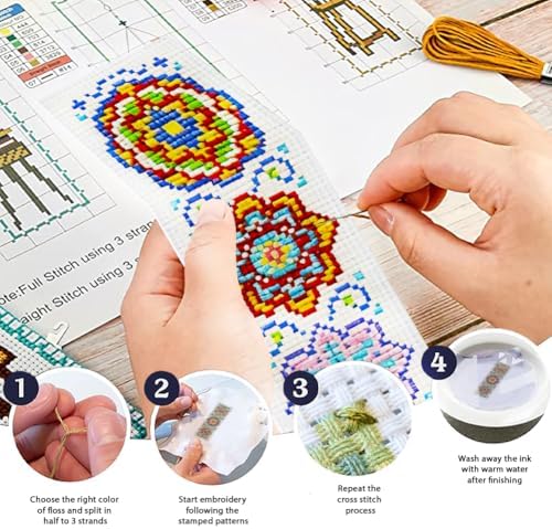 ORIGACH 6 Set Mandala Flower Cross Stitch Bookmark Kit for Beginner - Image 4