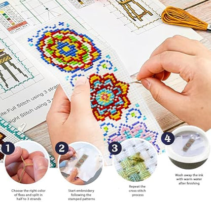 ORIGACH 6 Set Mandala Flower Cross Stitch Bookmark Kit for Beginner - Image 4