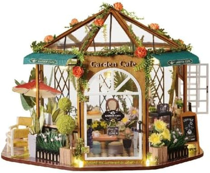 Miniature Wizardi Roombox Kit - Wooden Coffee Shop Dollhouse Kit by Wizardi