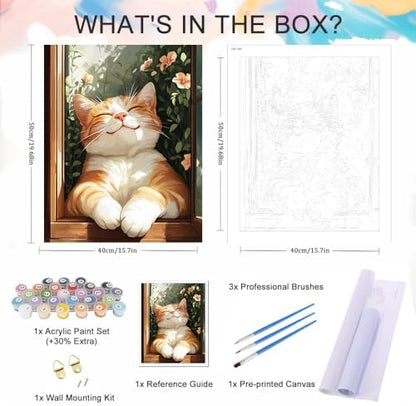 Natuyalo Paint by Numbers Kit for Adults Beginner Cat Adult Paint by Number Kits on Canvas Easy Acrylic Painting Kit for Beginners Adults for Gift Home Wall Decor 16x20 inch (Without Frame) - Image 5