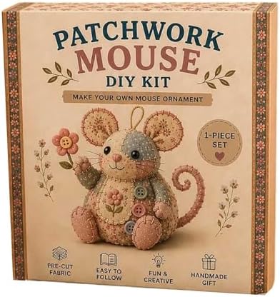DIY Patchwork Animal Kit, Complete Handmade Sewing Set for Beginners, Create Cute Mice, Sheep, Koala, Patchwork Stitching Project for Craft Lovers (Style 3) by Unknown