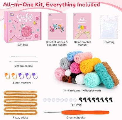 Crochet Kit for Beginners, Axolotls Cat Crochet Kit for Adults Beginner - Image 3
