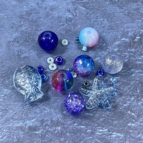 Assorted Glass Resin Beads Multi Size Colors Smooth Cracked Gravel Millet Spacer Beads for Bracelets Necklace Earring DIY Jewelry Making Craft(Indigo Blue Series) - Image 3