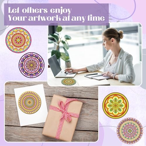 Reallnaive 77 Pcs Wooden Coasters Paint Kit, 20 DIY Mandala - Image 3