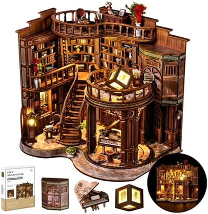 SUNNINO Book Nook Kits for Adults, Miniature Dollhouse Kit Bookshelf Decor by SUNNINO