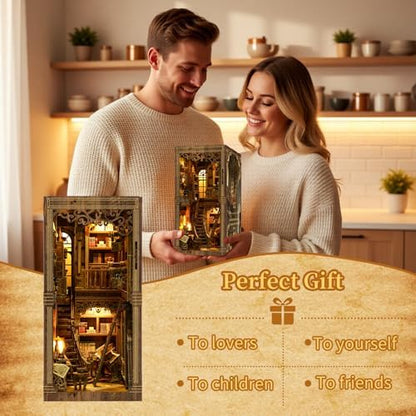 Book Nook Kit for Adult,3D Wooden Puzzles Bookshelf Insert Decor - Image 5