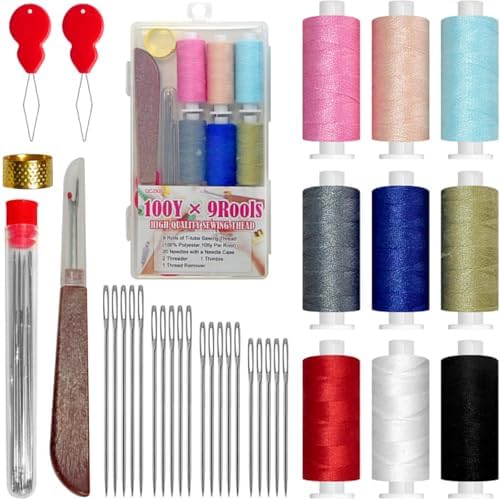 QCZKB Sewing Kit for Adults & Beginners - Portable Hand Needles and Thread Kit with Premium Sewing Suppliesfor Emergency Clothing Repairs by QCZKB