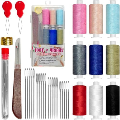 QCZKB Sewing Kit for Adults & Beginners - Portable Hand Needles and Thread Kit with Premium Sewing Suppliesfor Emergency Clothing Repairs by QCZKB