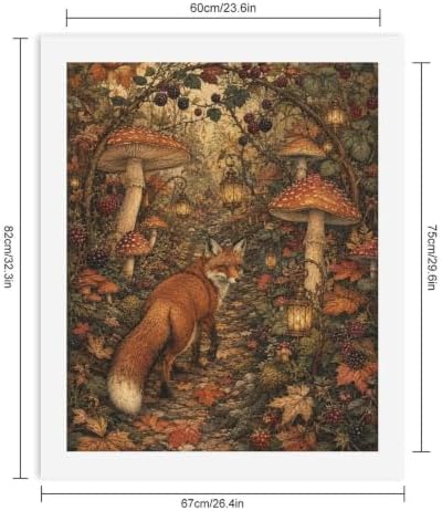 Bozfoxa Paint by Numbers Kit for Adults Beginner Fox Mushroom Forest - Image 2