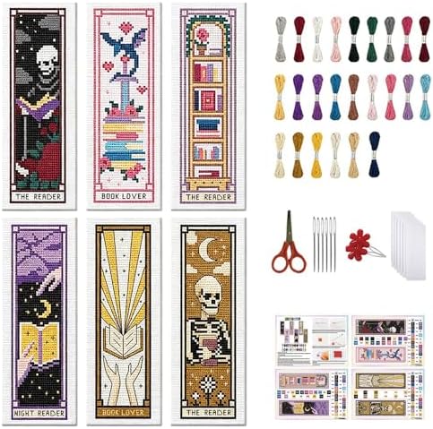 FREEBLOSS 6 Set 11CT Cross Stitch Bookmark Kit 8"x2.4" Tarot Theme by FreeandCreativeCraftsArt