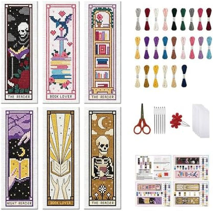 FREEBLOSS 6 Set 11CT Cross Stitch Bookmark Kit 8"x2.4" Tarot Theme by FreeandCreativeCraftsArt