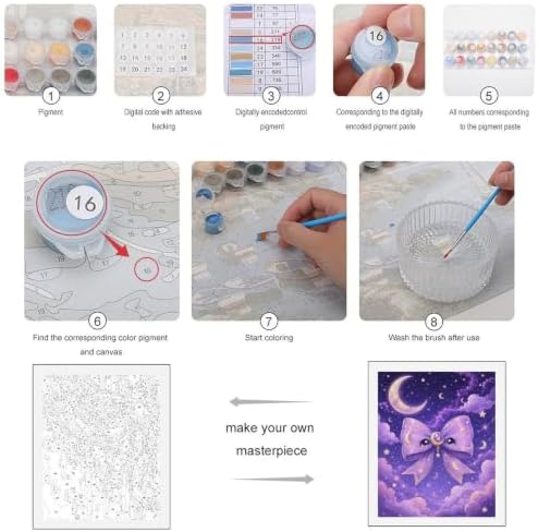 Lyngora Paint by Numbers Kit for Adults Beginner Art Decor Purple Moon Bow - Image 4