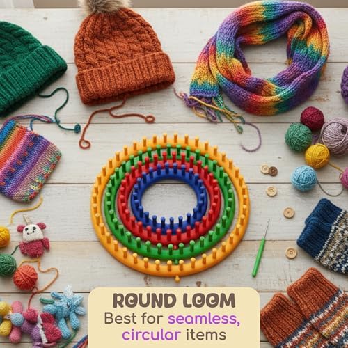 Olikraft Knitting Loom Kit for Beginners, 4 Round and 2 Rectangular Looms - Image 3