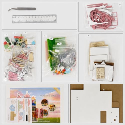 DIY Book Nook Kit with LED Light, Miniature Dollhouse, 3D Wooden Puzzle, Bookshelf Insert Decor Craft Gift (750 PCs Windsor Castle) - Image 7