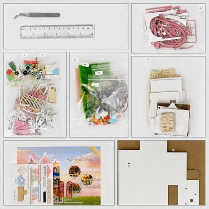 DIY Book Nook Kit with LED Light, Miniature Dollhouse, 3D Wooden Puzzle, Bookshelf Insert Decor Craft Gift (750 PCs Windsor Castle) - Image 7