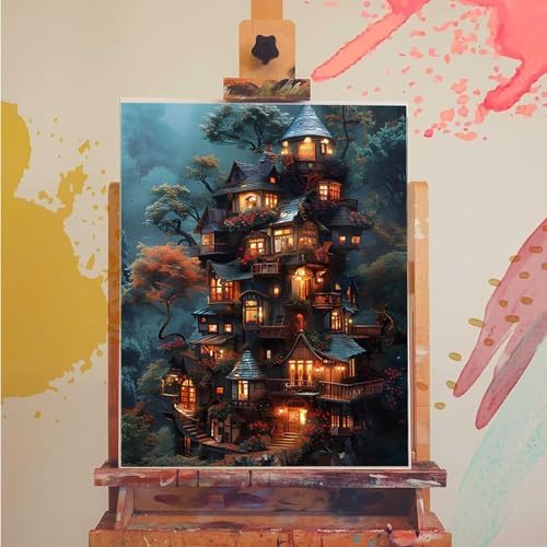 Tree House Paint by Numbers Kit for Adults Plant Paint by Numbers on Canvas, DIY Acrylic Oil Painting Kits for Adults Beginners with Brushes, Hobbies for Women for Home Wall Decor Gifts 40x54 in 9-67 - Image 3