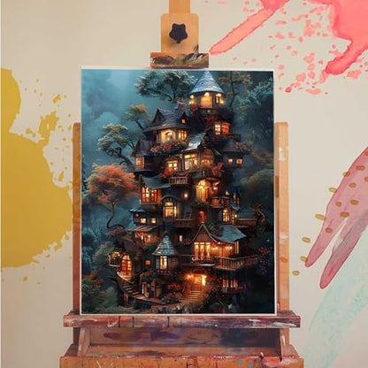Tree House Paint by Numbers Kit for Adults Plant Paint by Numbers on Canvas, DIY Acrylic Oil Painting Kits for Adults Beginners with Brushes, Hobbies for Women for Home Wall Decor Gifts 12x16 in V-62 - Image 3
