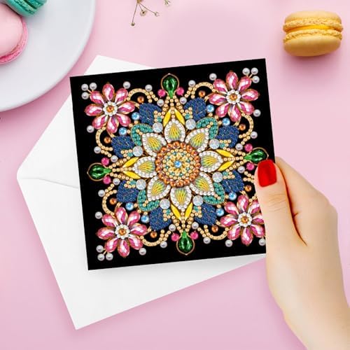 Diamond Art Cards with Envelopes–6PCS DIY Diamond Painting Greeting Cards Kit | Card Making Kit with Bling for Adults & Beginners | Birthday,Holiday & Thank You Cards (Mandala Flower) - Image 7