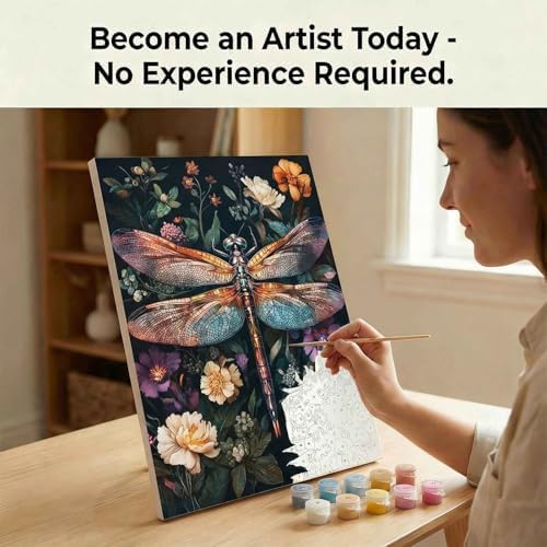 Amphol DIY Paint by Numbers Kit for Adults Beginner - 16”x20” Vintage Dragonfly DIY Paint by Numbers on Canvas, Oil Painting Kit for Home Decor, Creative Stress Relief Art Project (Without Framed) - Image 4