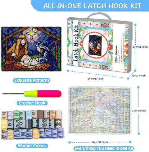 MIAOLLUN Latch Hook Kits Rug, 3D Pattern Printed Canvas Crochet Needlework Crafts Floor DIY Latch Kits for Adults Beginners 20.4" X 15" (52X38cm) - Image 6