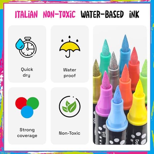 36 Colors Dual Tip Acrylic Paint Markers,Fine Tip and Brush Tip Permanent Acrylic Paint Pens For Rock Painting, Canvas, Wood, Glass, Ceramic, Fabric, Plastic, Egg, Scrapbook,Art Painting Supplies Kit - Image 3