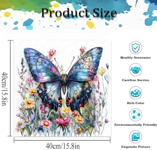 TCDZMYGS Butterfly Paint by Numbers Kit for Adults Beginner,Wild Flowers Adult Paint by Number Kits on Canvas Without Frame,DIY Acrylic Oil Painting by Numbers Kits for Home Wall Decor 16x16 inch - Image 5