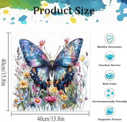 TCDZMYGS Butterfly Paint by Numbers Kit for Adults Beginner,Wild Flowers Adult Paint by Number Kits on Canvas Without Frame,DIY Acrylic Oil Painting by Numbers Kits for Home Wall Decor 16x16 inch - Image 5
