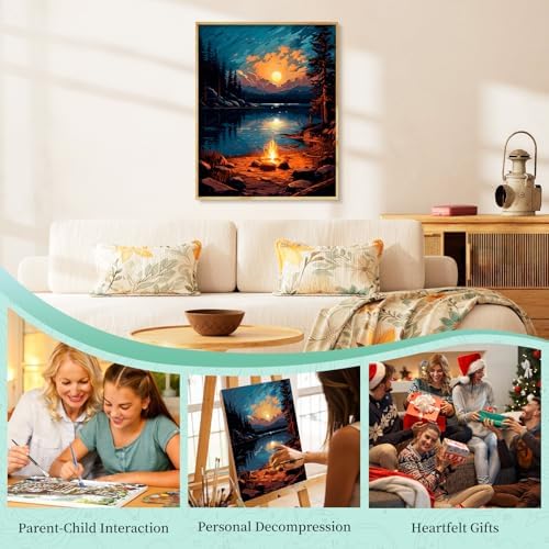 Paint by Numbers Kit for Adults, Sunset Lake DIY Painting Kit, 16x20 Inch - Image 7