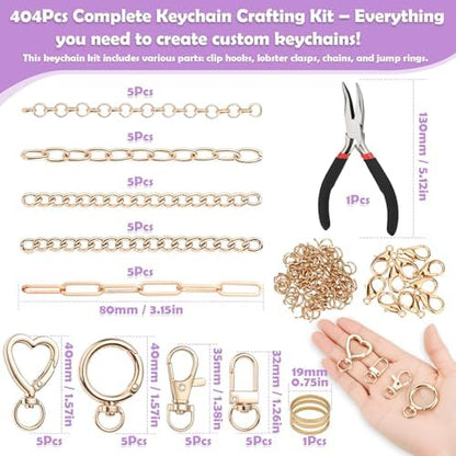 selizo 404Pcs Charms Lip Gloss Keychain Making Kit, DIY Craft Supplies with Charms, Key Chain Hooks, Jump Rings, Lobster Clasps, Chains, Jewelry Making Kit for Custom Keychains, Bags, Valentines Gifts - Image 3